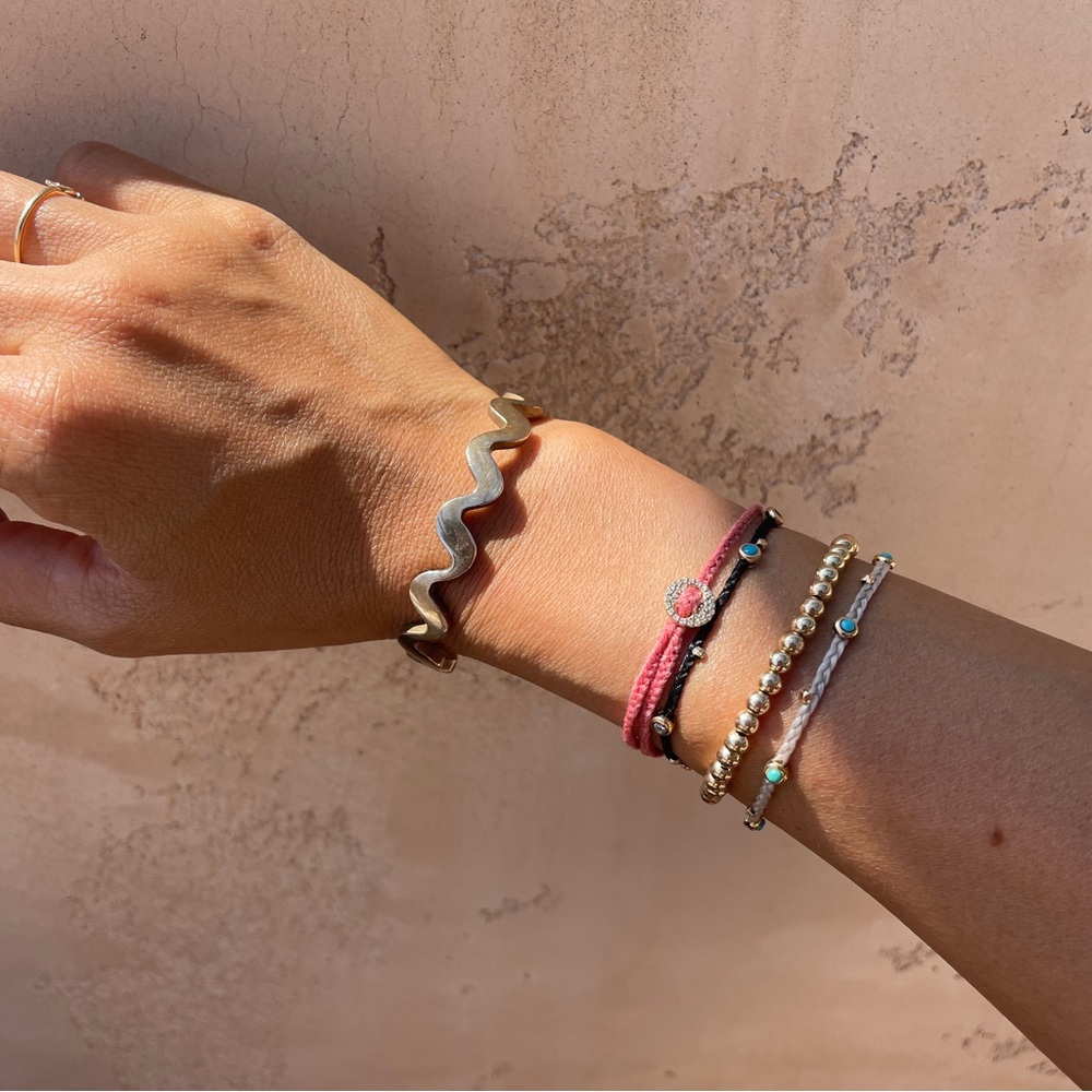 Wavy adjustable brass bracelet